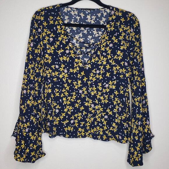 Zara Tops - Zara Basic| Blue with florals blouse in size Medium